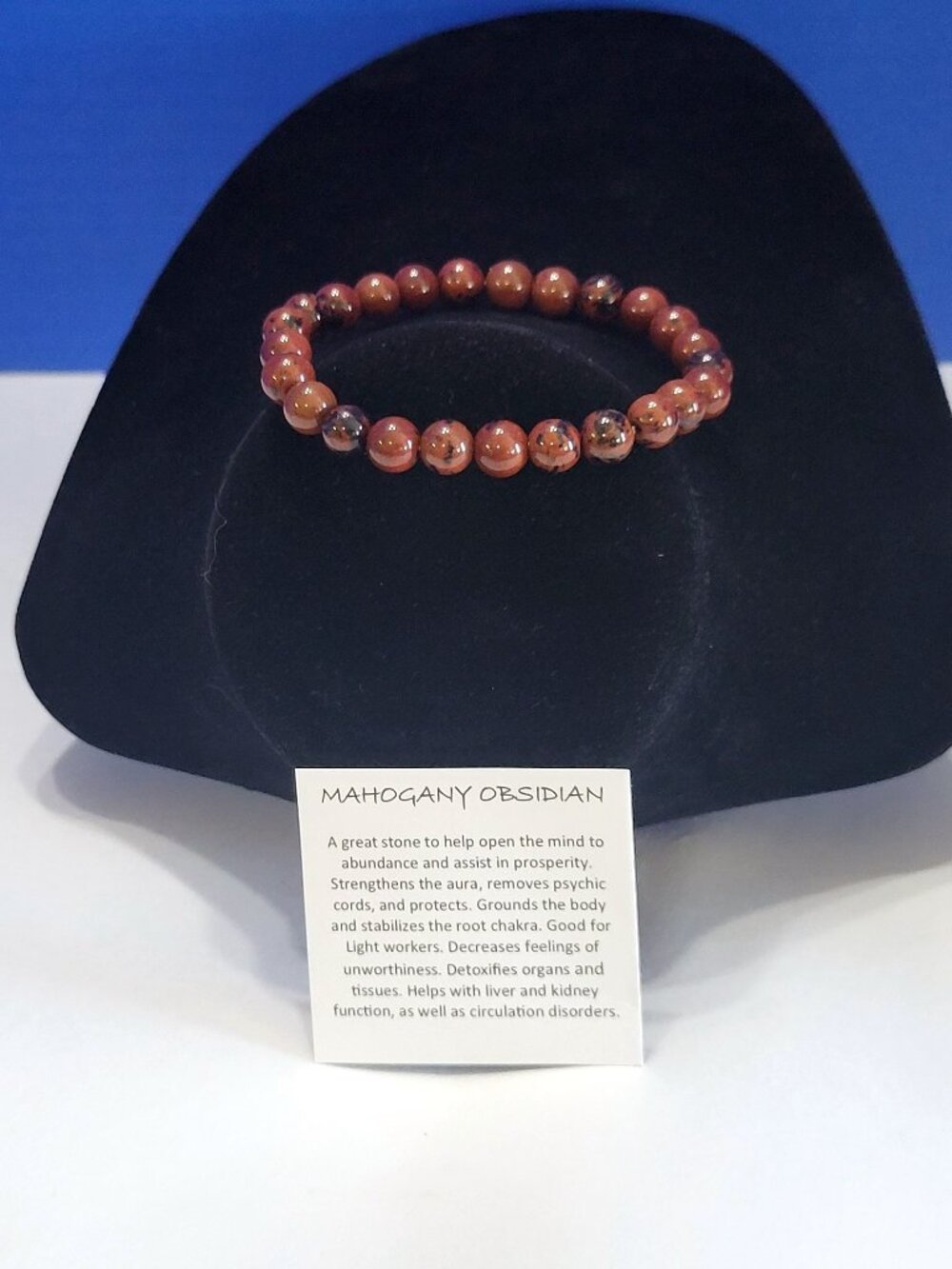 Vintage Natural Mahogany Obsidian Beaded Bracelet for Prosperity